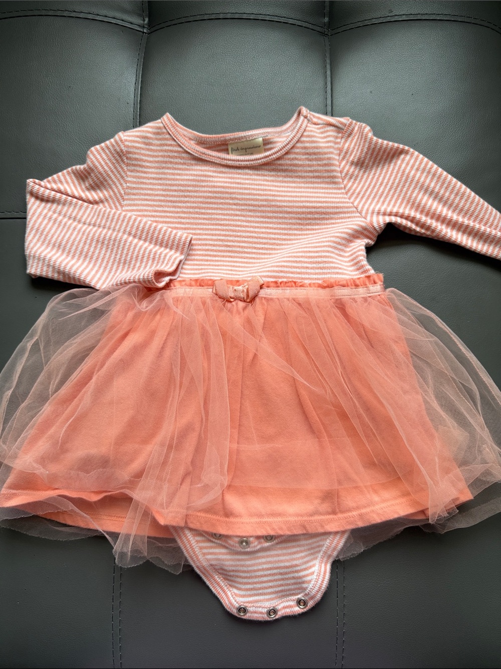 First Impressions Peach Stripe Tulle Skirt Bodysuit